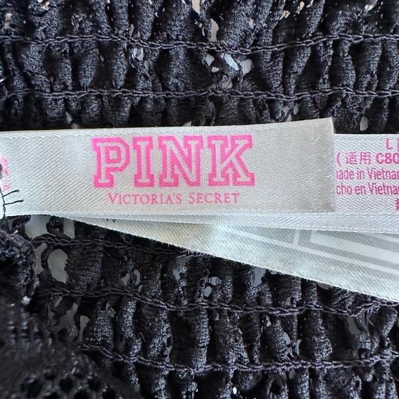 PINK Victoria’s Secret Lace Bralette Black Large Strappy Back Bralette Bra Top - Picture 3 of 11